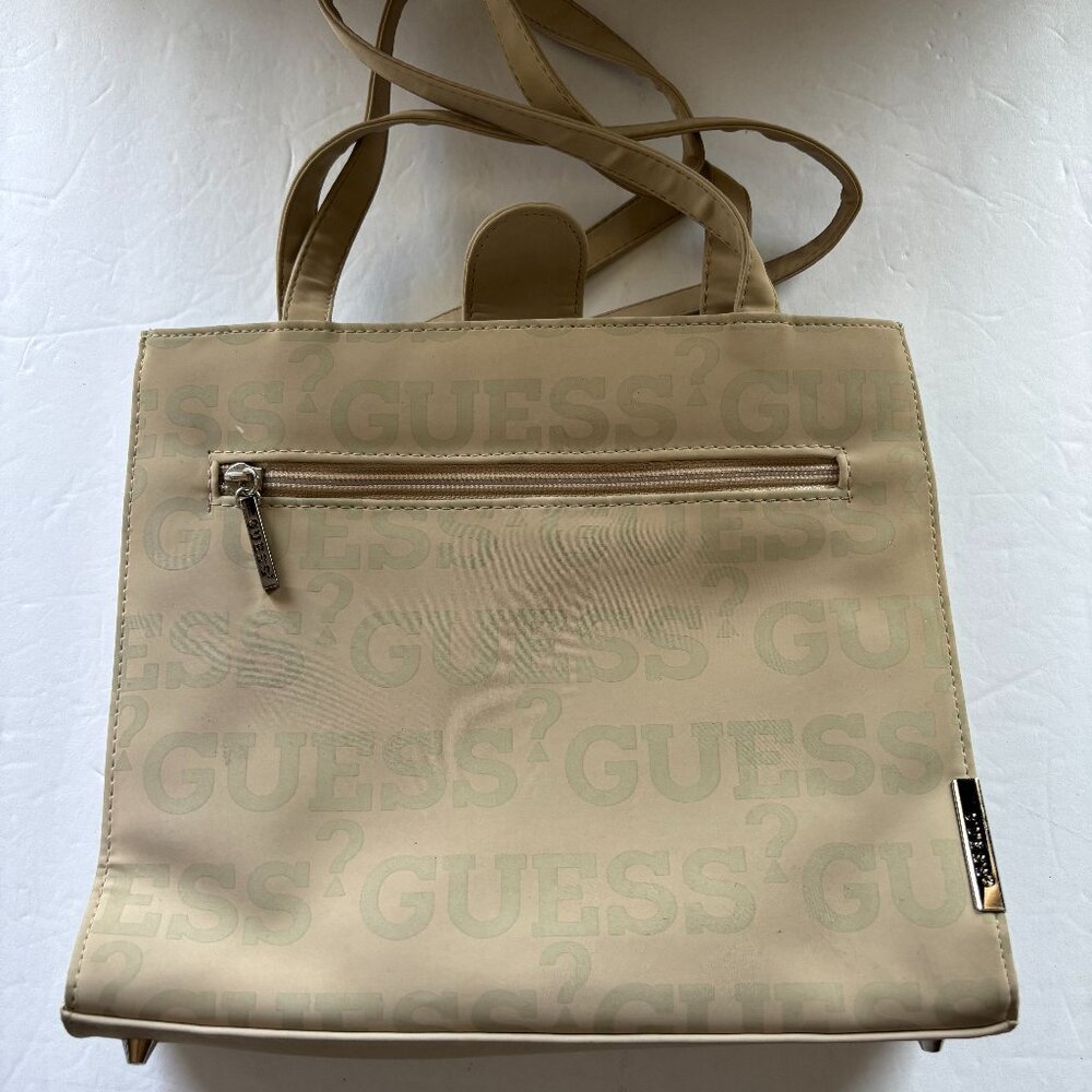 Preowned Guess Words Tan Purse